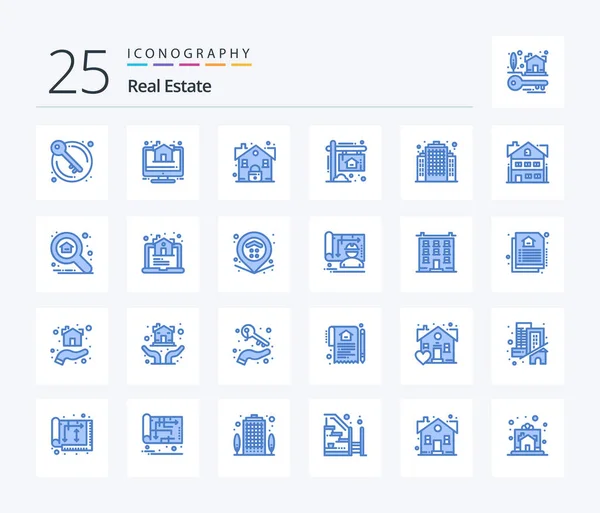 Real Estate Blue Color Icon Pack Including Estate House Estate — Wektor stockowy