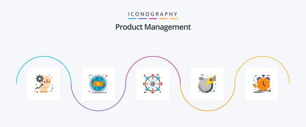 Product Management Flat Icon Pack Including Product Descriptions Online Analytic — Stockvector