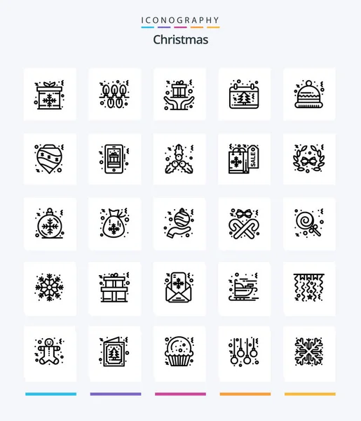 Creative Christmas Outline Icon Pack Christmas Tree Hands Christmas Calendar — Stok Vektör