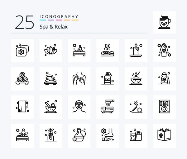 Spa Relax Line Icon Pack Including Health Plant Therapy Spa — Archivo Imágenes Vectoriales