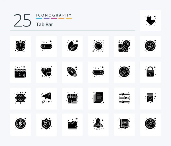 Tab Bar Solid Glyph Icon Pack Including Forward Arrow Map — Image vectorielle