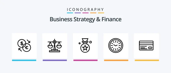 Business Strategy Finance Line Icon Pack Including Gear Cog Money — Stok Vektör