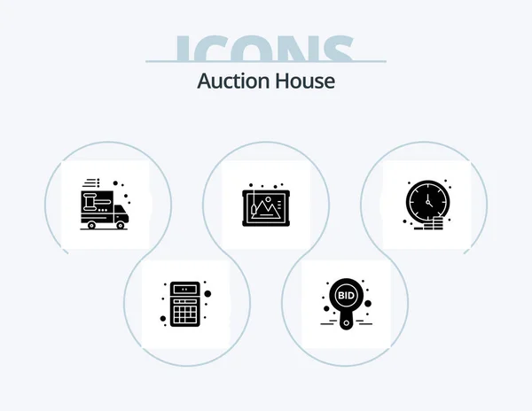 Auction Glyph Icon Pack Icon Design Arts Frame Compete Dealer — Image vectorielle