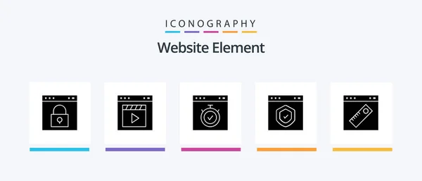 Website Element Glyph Icon Pack Including Interface Browser Interface Time — Stock vektor