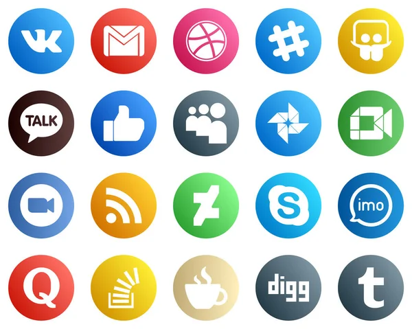 Complete Social Media Icon Pack Icons Meeting Zoom Google Meet — Stock Vector