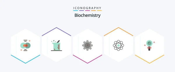 Biochemistry Flat Icon Pack Including Lab Laboratory Chemistry Chemistry Atom — Vettoriale Stock