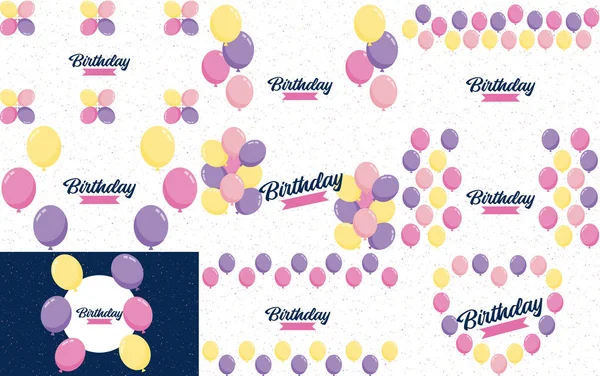 Happy Birthday Announcement Poster Flyer Greeting Card Flat Style — Wektor stockowy