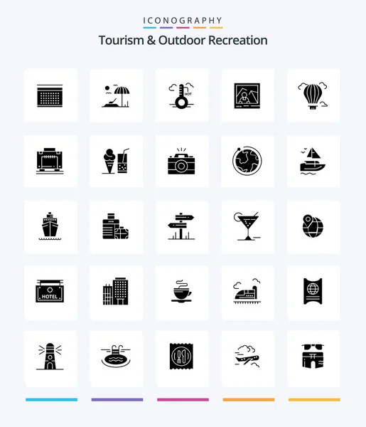 Creative Tourism Outdoor Recreation Glyph Solid Black Icon Pack Air — Stock Vector