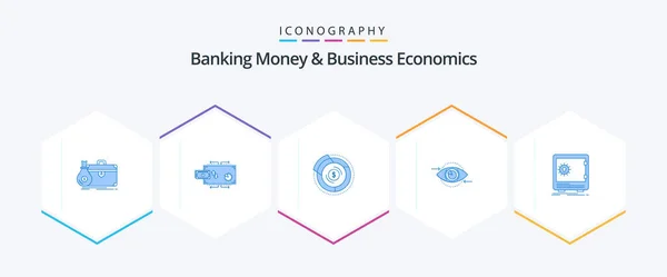 Banking Money Business Economics Blue Icon Pack Including Marketing Business — Archivo Imágenes Vectoriales