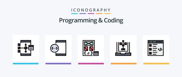 Programming Coding Line Filled Icon Pack Including Development Coding Development — 图库矢量图片