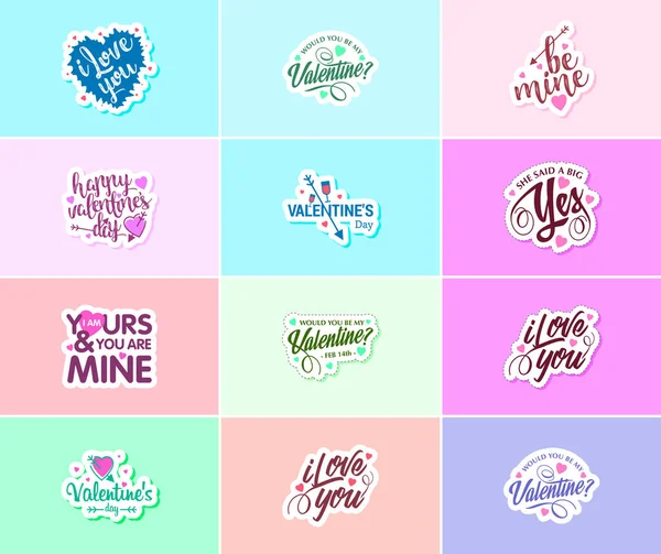 Valentine Day Time Romance Creative Expression Stickers — Stock vektor