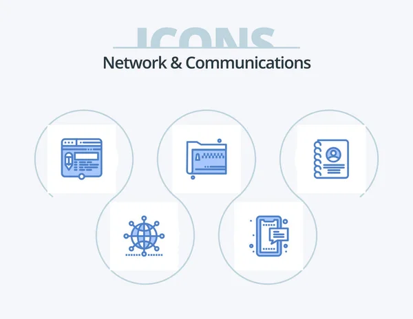 Network Communications Blue Icon Pack Icon Design Files Folder Mobile — Stok Vektör