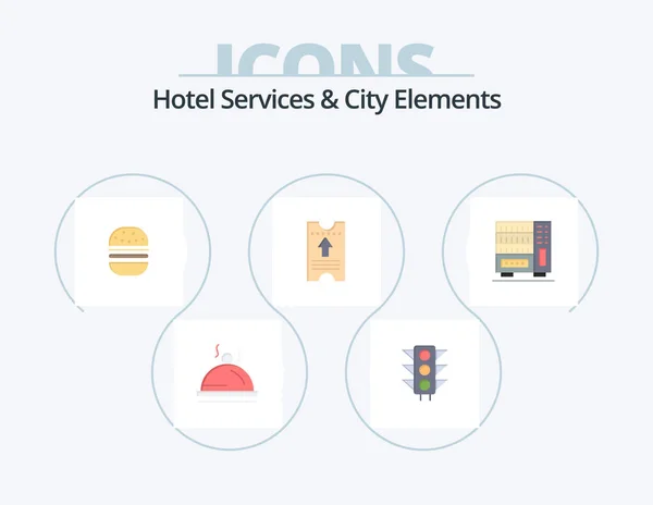 Hotel Services City Elements Flat Icon Pack Icon Design Interior — Stockvector