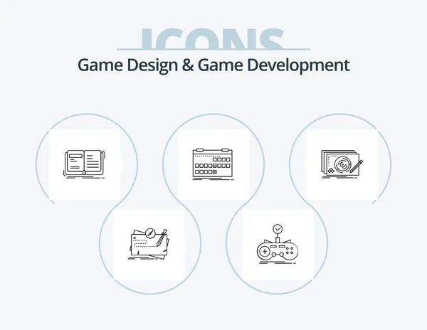 Game Design Game Development Line Icon Pack Icon Design Open — Archivo Imágenes Vectoriales