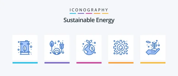 Sustainable Energy Blue Icon Pack Including Environment Oil Earth Industry — Stock Vector