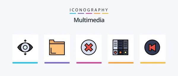 Multimedia Line Filled Icon Pack Including Arrow Record Creative Icons — Archivo Imágenes Vectoriales