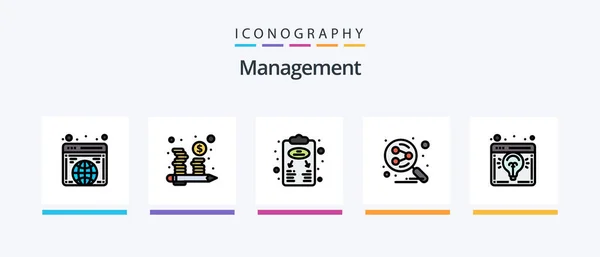Management Line Filled Icon Pack Including Shortlisted Hiring Strategic Candidate — Stok Vektör