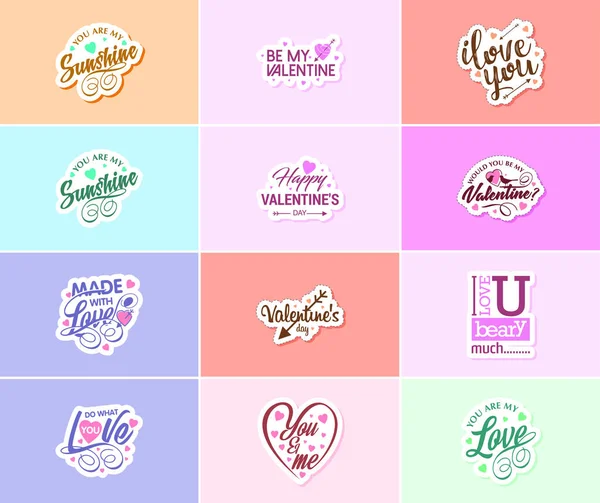 Celebrating Power Love Valentine Day Stickers — 图库矢量图片