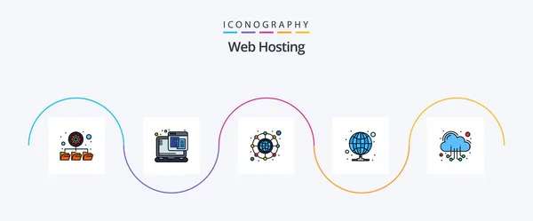 Web Hosting Line Filled Flat Icon Pack Including Web Hosting — Stock Vector