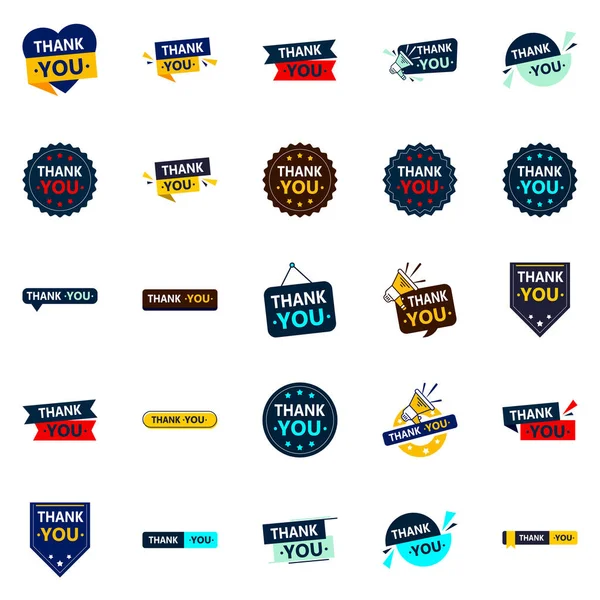 Eye Catching Vector Icons Saying Thank You — Stock Vector