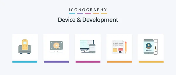 Device Development Flat Icon Pack Including Cell Education Computer Pencil — Stockvector