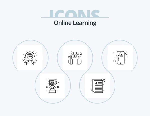 Online Learning Line Icon Pack Icon Design Education Laptop Check — Wektor stockowy