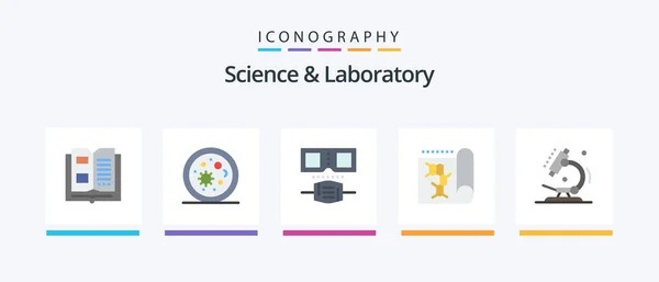 Science Flat Icon Pack Including Microscope Biology Glasses Science Laboratory — Image vectorielle