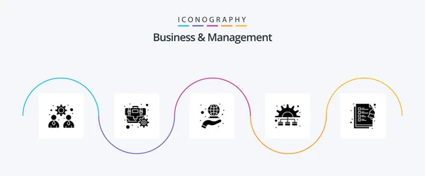 Business Management Glyph Icon Pack Including Clipboard Working Coverage Process — Vetor de Stock