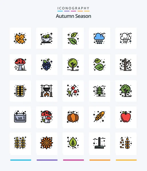 Creative Autumn Line Filled Icon Pack Cloud Погода Осень Дождь — стоковый вектор