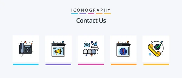 Contact Line Filled Icon Pack Including Letter Box Communication Communication — Image vectorielle