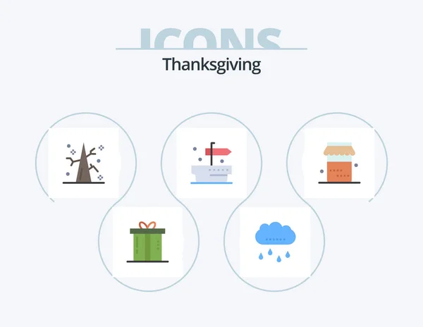 Thanks Giving Flat Icon Pack Icon Design Food Giving Thanksgiving — Stock vektor