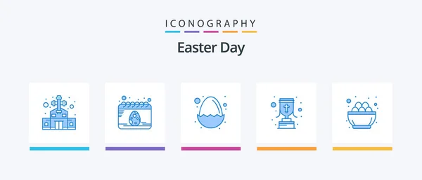 Easter Blue Icon Pack Including Celebration Christian Cross Baby Reward — Vettoriale Stock
