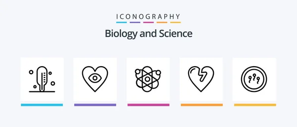 Biology Line Icon Pack Including Eye Medical Biochemistry Healthcare Biology — Vetor de Stock