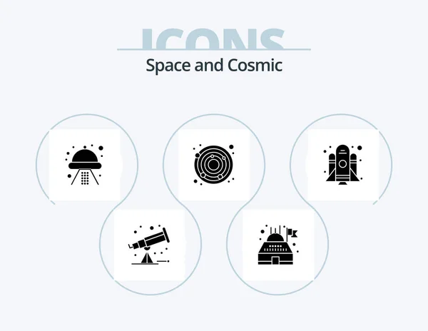 Space Glyph Icon Pack Icon Design Startup Space Spaceship Nadir — Stock Vector