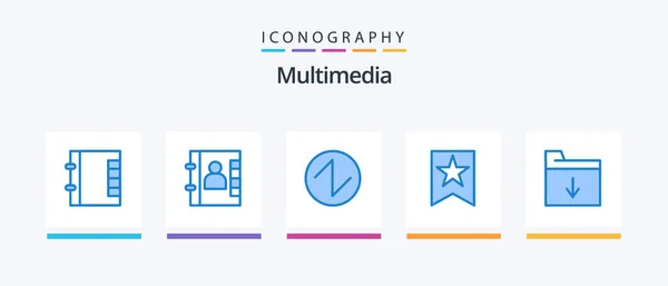 Multimedia Blue Icon Pack Including Wave Insert Document Creative Icons — Image vectorielle