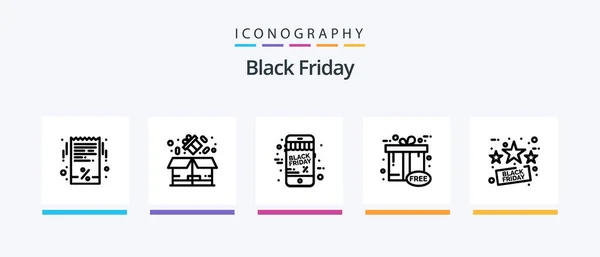 Black Friday Line Icon Pack Including Commerce Sale Board Shopping — 图库矢量图片