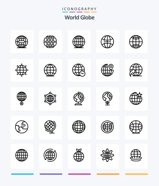Creative Globe Outline Icon Pack Earth Globe Internet Arrow Location — Archivo Imágenes Vectoriales