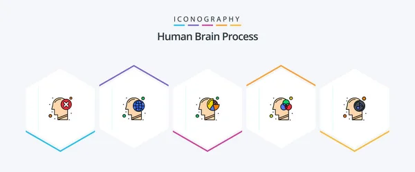 Human Brain Process Filledline Icon Pack Including Innovation Creativity Human — Stockový vektor
