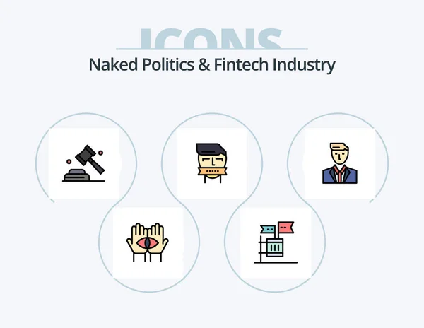 Naked Politics Fintech Industry Line Filled Icon Pack Icon Design — Stok Vektör