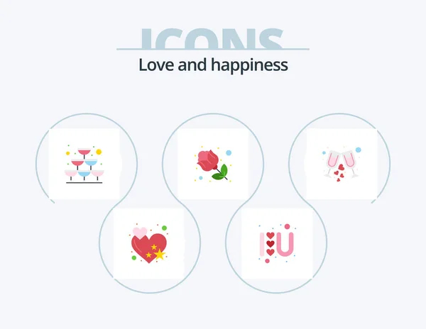 Love Flat Icon Pack Icon Design Wine Drink Sparkling Gift — Stockvector