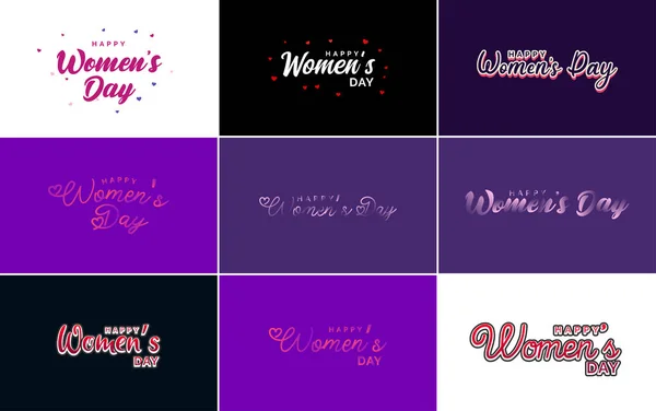 Розовый Счастливый Женский День Типографические Элементы Дизайна Международный Женский День — стоковый вектор