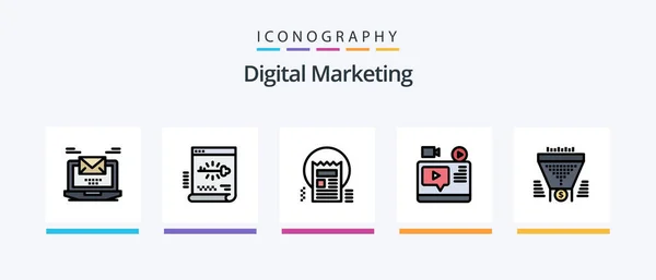 Digital Marketing Line Filled Icon Pack Including Chating Chat Dot — Stockvektor