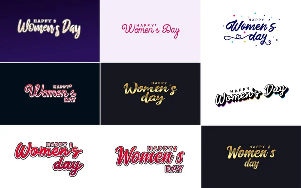 International Women Day Vector Hand Written Typography Background — Stock vektor
