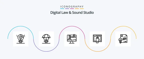Digital Law Sound Studio Line Icon Pack Including Internet Content — Stock Vector