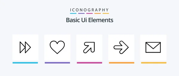 Basic Elements Line Icon Pack Including Back Cross Love Close — 图库矢量图片