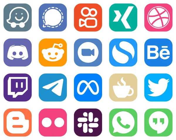 Social Media Icons Your Designs Behance Message Meeting Zoom Icons — Wektor stockowy