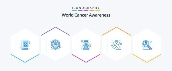 World Cancer Awareness Blue Icon Pack Including Virus Infection Medicine — Stock vektor