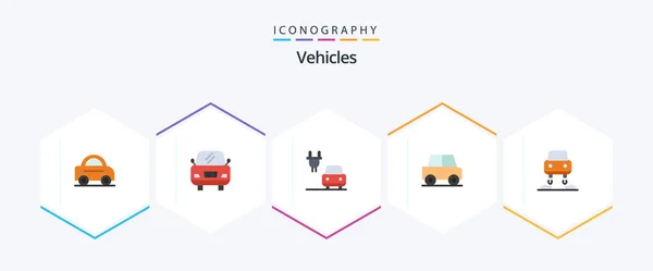 Vehicles Flat Icon Pack Including Automobile Future Car — 图库矢量图片