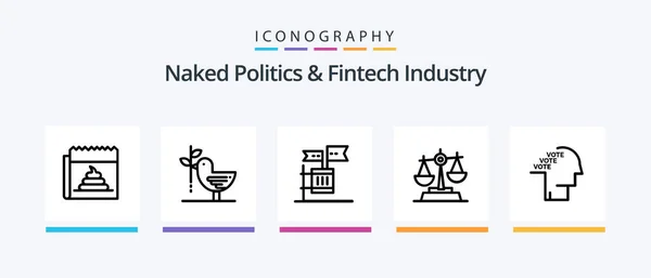 Naked Politics Fintech Industry Line Icon Pack Including European Brexit — Stockvektor