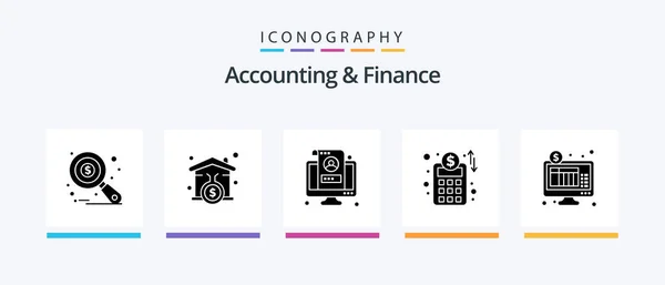 Accounting Finance Glyph Icon Pack Including Internet Business Planning Account — Vetor de Stock